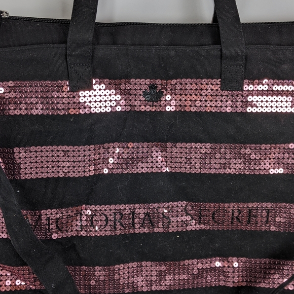 Victoria's Secret Pink Black Sequin Tote Bag - Picture 4 of 8